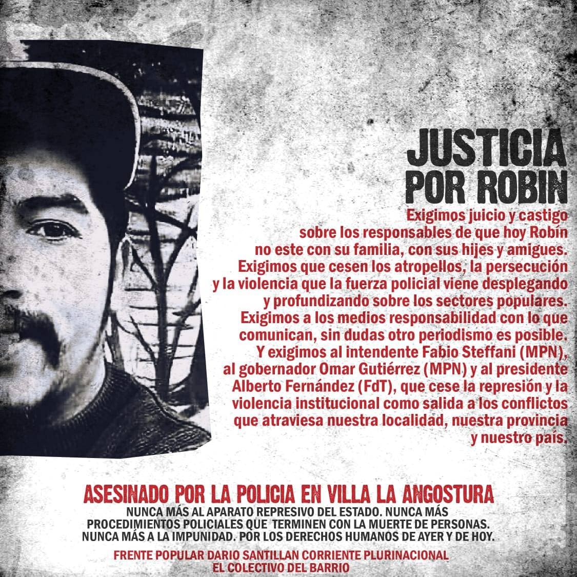 Comunicado de prensa por la Muerte de Robinson Gática