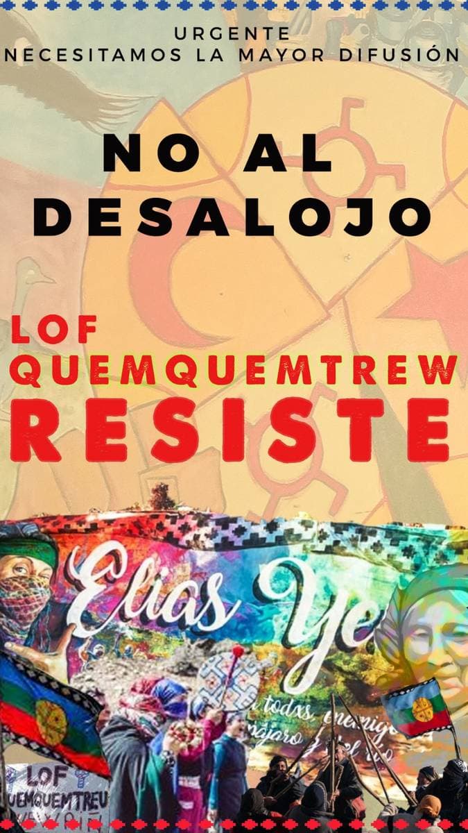 Lof Quemquemtrew Resiste!  NO AL DESALOJO!